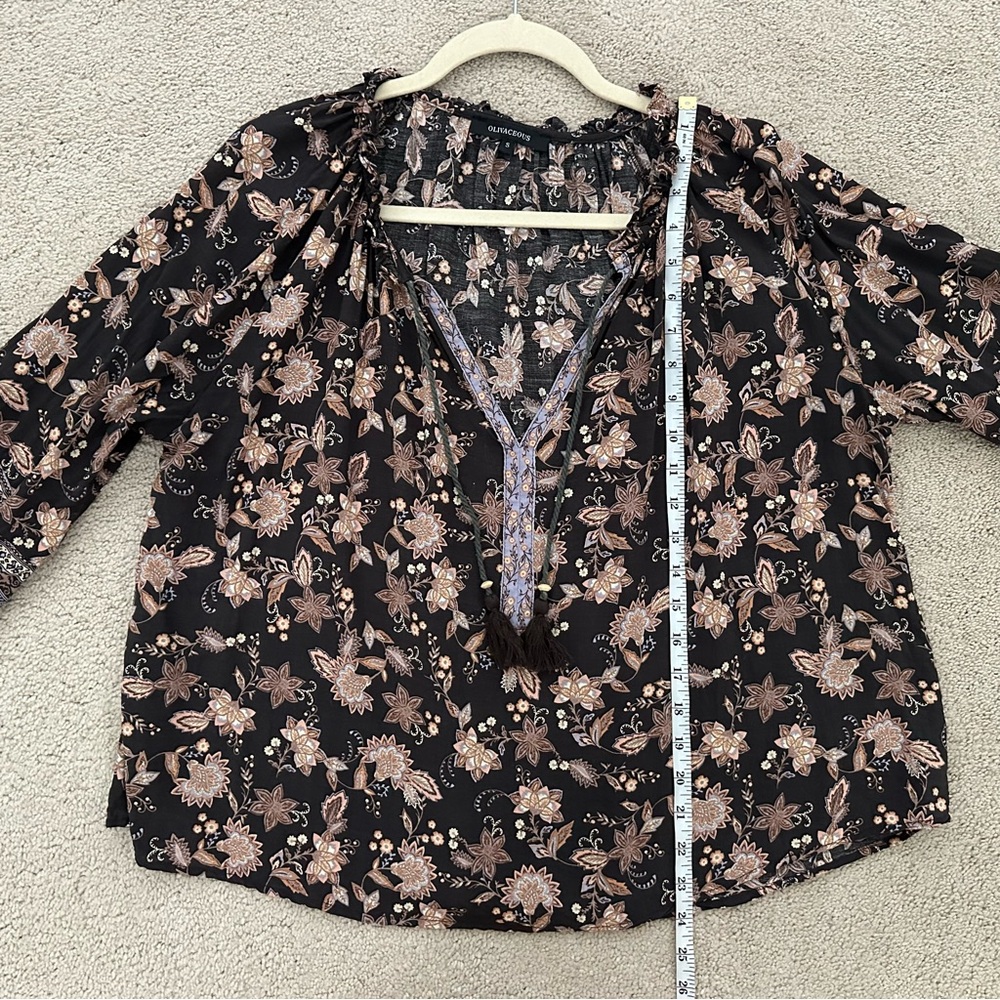 Floral Paisley Print Boho Peasant Blouse - Picture 17 of 17